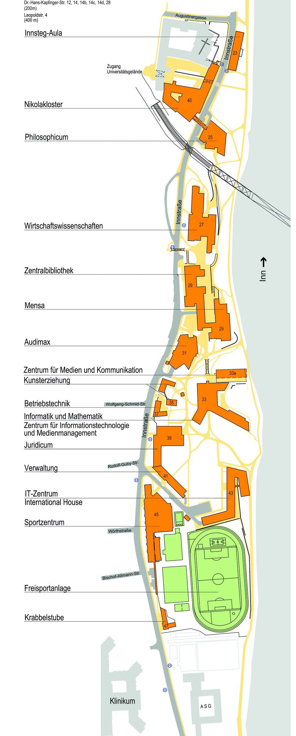 Campus map of the University of Passau