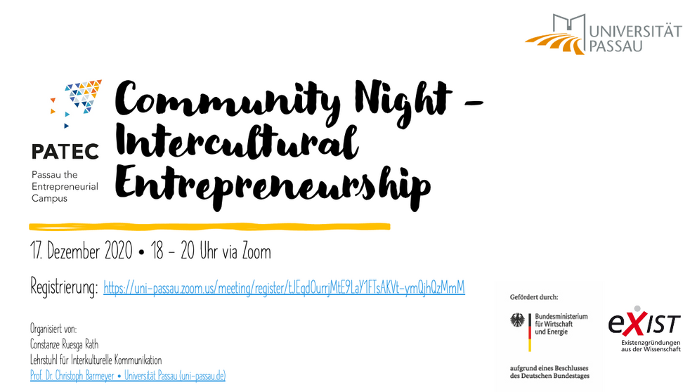 Flyer Community Night "Intercultural Entrepreneurship"