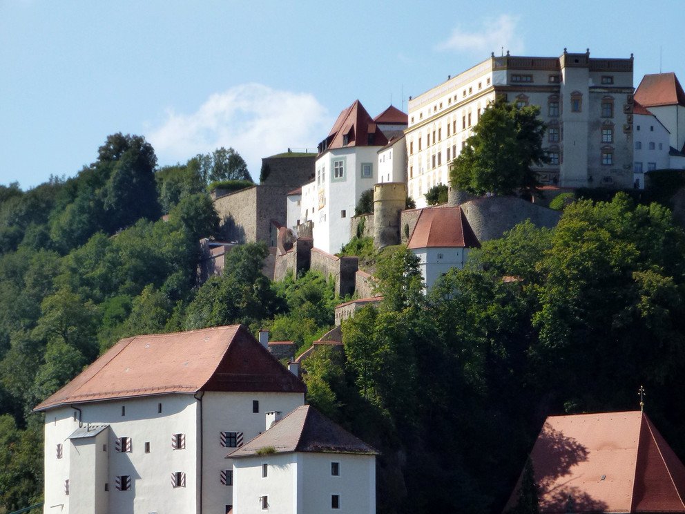 The upper and lower sections of the castle