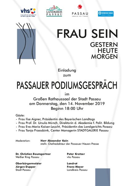 Veranstaltungsplakat zum Podiumsgespräch "Frau sein"