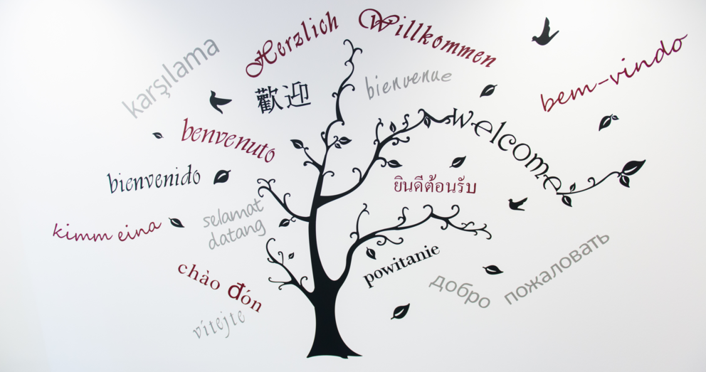 Welcome in Different Languages in the Language Centre