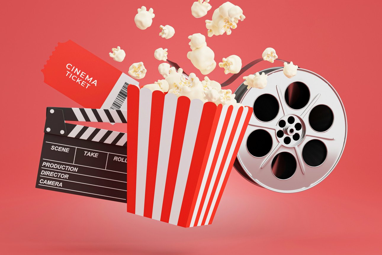 3d render of popcorn (cinema time)