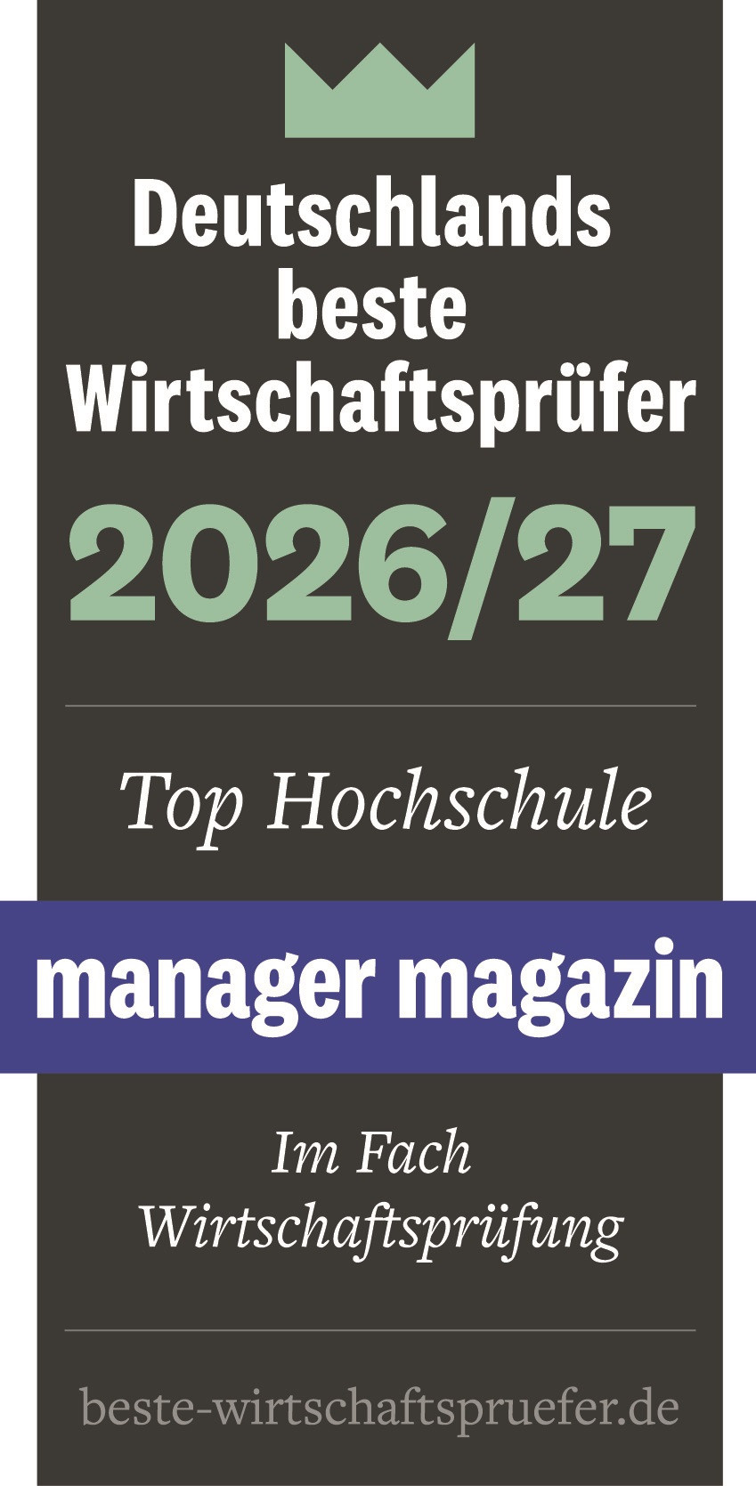 Siegel Top Hochschule im Fach Wirtschaftspr&uuml;fung, Foto: Universit&auml;t Passau.