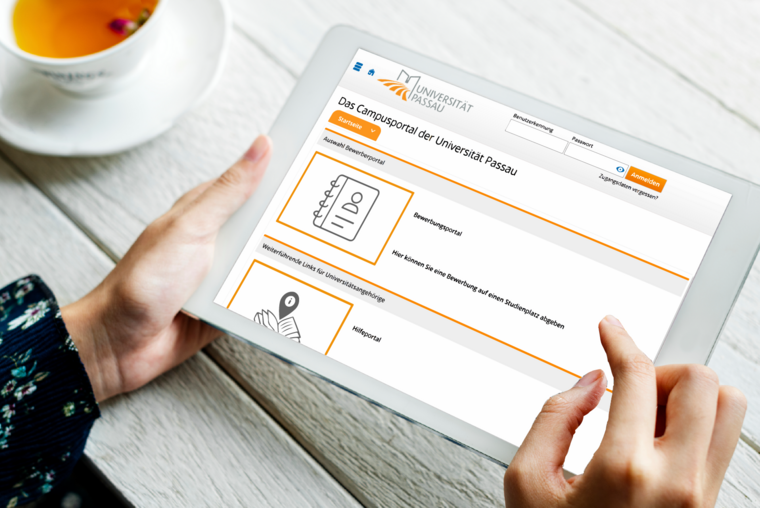 Das Campusportal auf dem Tablet
