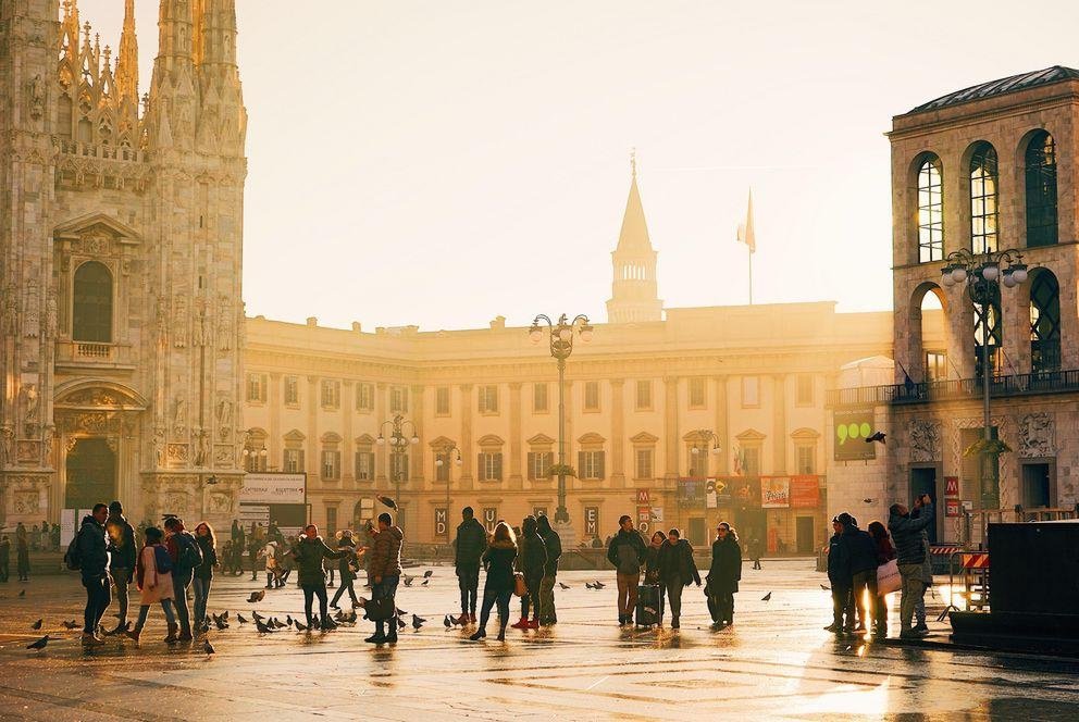 Der Dom von Mailand in der Abendsonne.