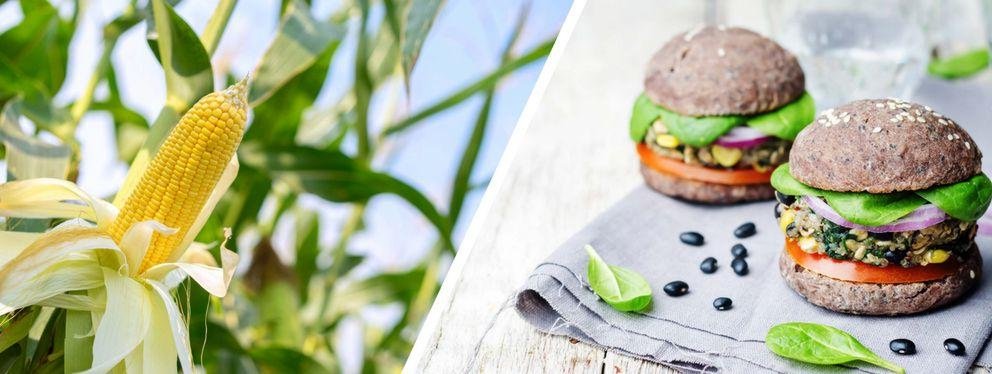 Veggieburger und Mais