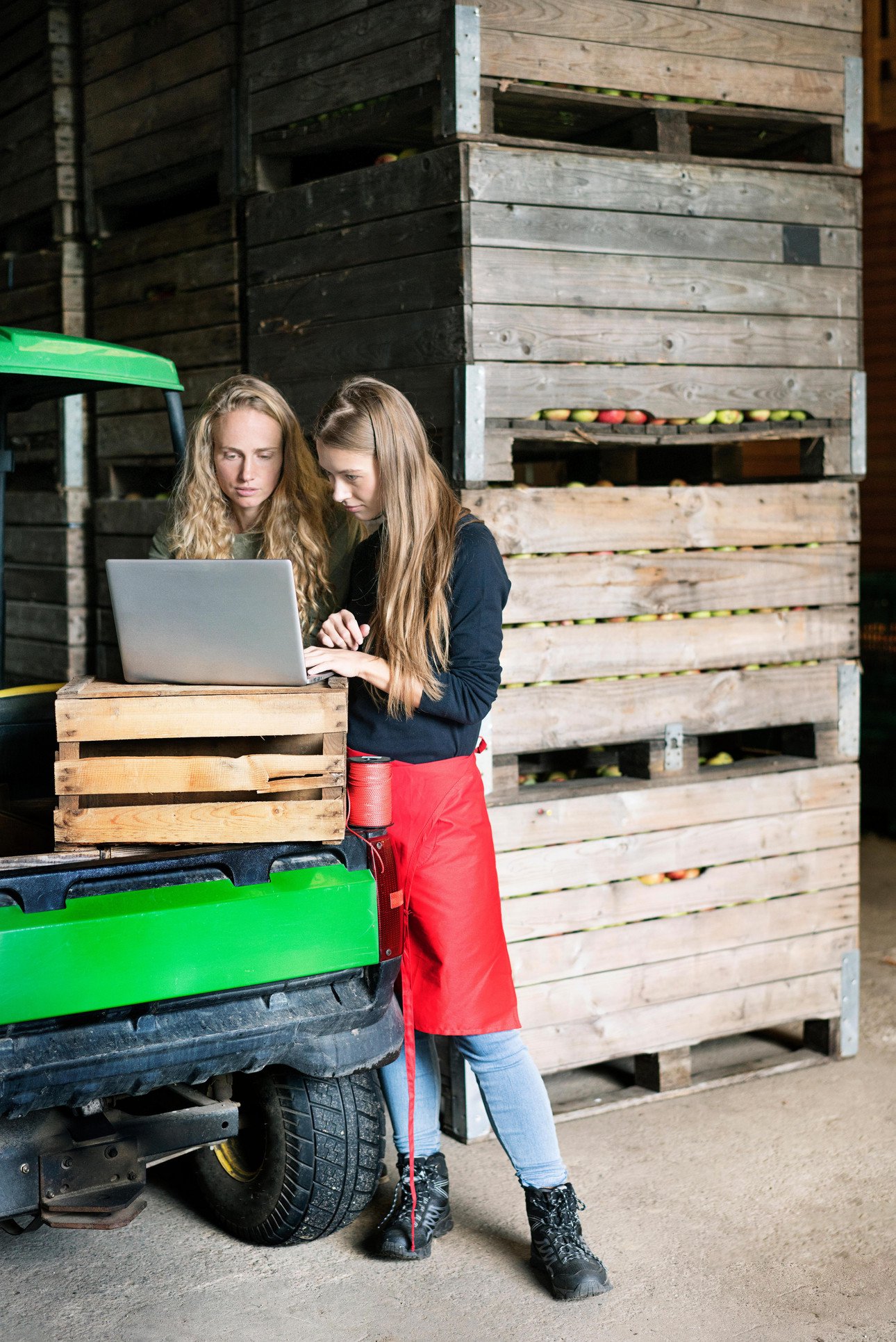 Einsatz neuer Technologien in der Landwirtschaft: Landwirtinnen arbeiten mit digitalen Medien zur Unterst&uuml;tzung ihres Vertriebs