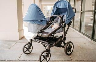 Pram with child seat and baby seat