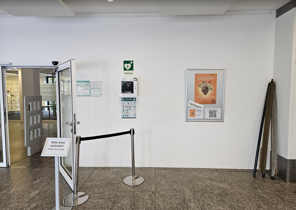 Standort der Defibrilatoren in der Zentralbibliothek