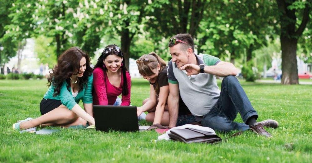 Students on meadow