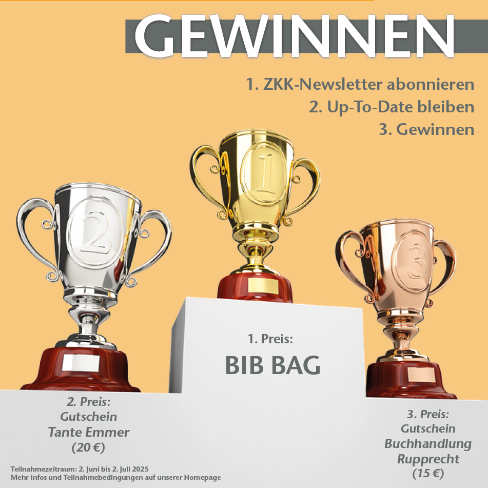 Newsletter-Gewinnspiel, Pokale auf Siegestreppe