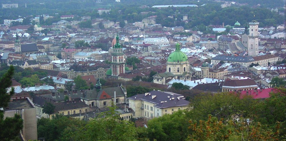 Aerial view of Lviv showing the Ukrainian Catholic University. Photo credit: Wikipedia, CC BY 1.0