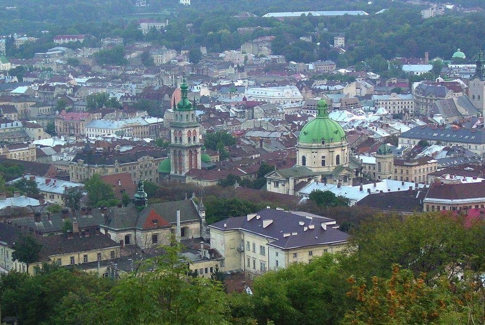 Aerial view of Lviv showing the Ukrainian Catholic University. Photo credit: Wikipedia, CC BY 1.0