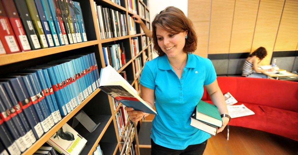 Female Student in the library lounge