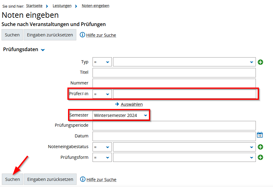 Screenshot Noten eingeben