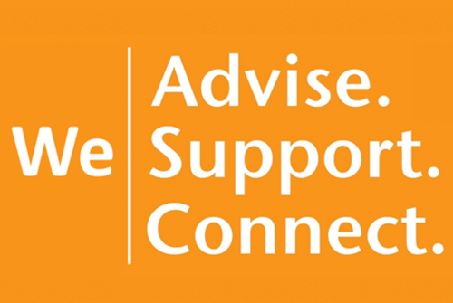Englischsprachiger Slogan: Advise. Support. Connect.