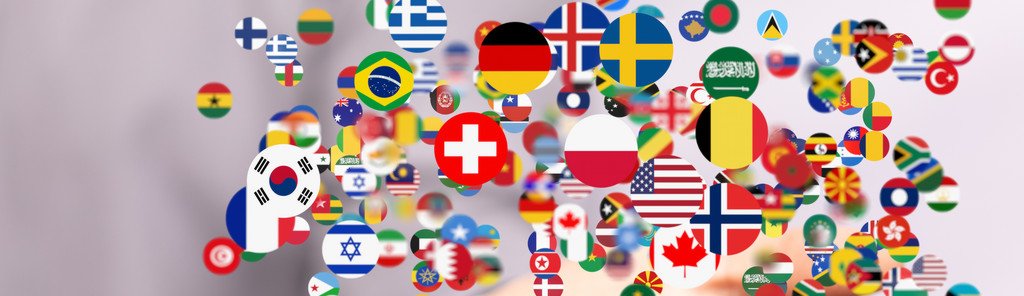 World map with all states and their flags 