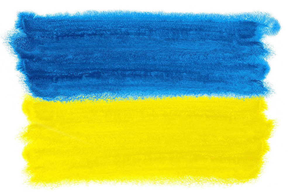 Watercolour illustration of the Ukraine flag
