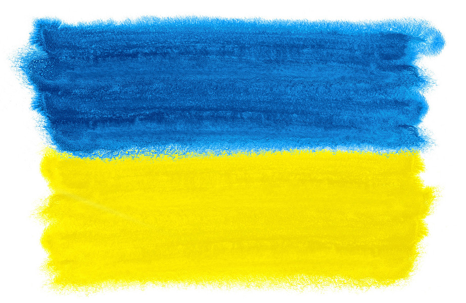 Watercolour illustration of the Ukraine flag