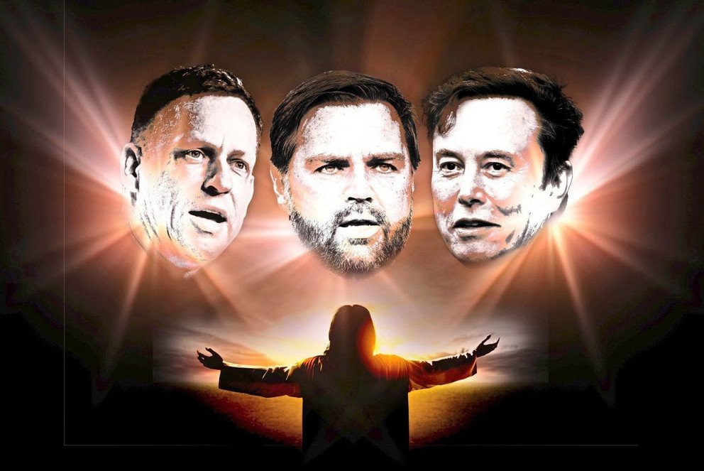 Peter Thiel und J.D. Vance investierten 40 Millionen US-Dollar in die Gebets-App. Collage: Der Standard/K&ouml;stinger