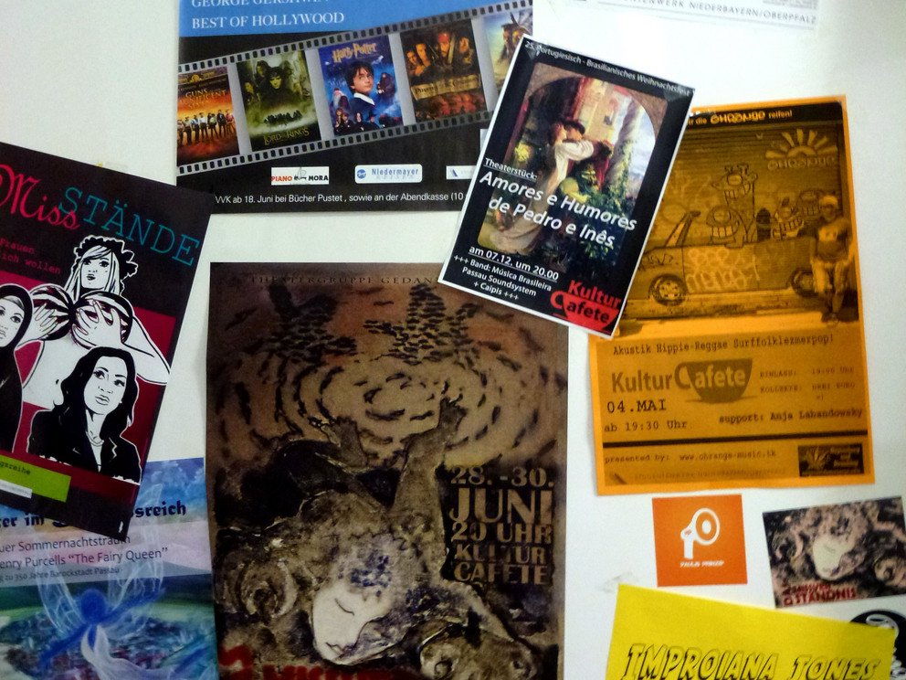 A pinboard advertising student events on campus