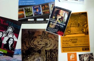 A pinboard advertising student events on campus