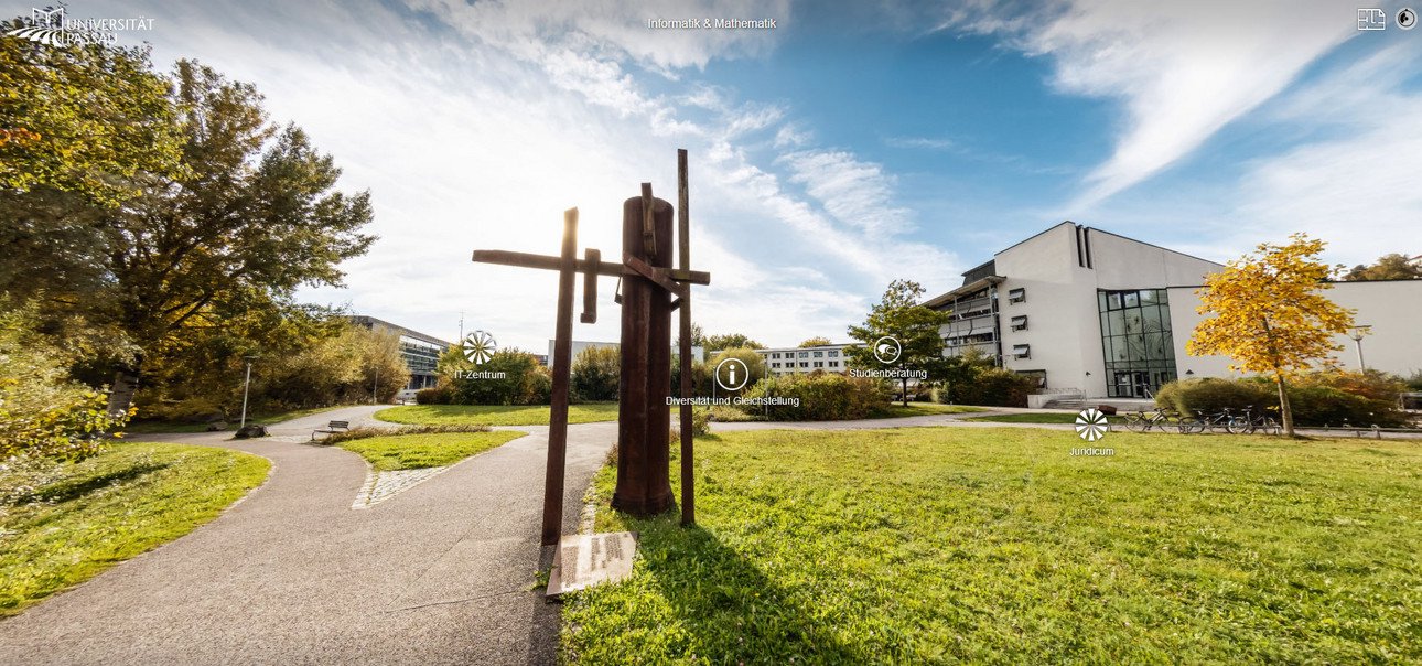 Campustour Screenshot: Blick von FIM Geb&auml;ude Richtung Westen