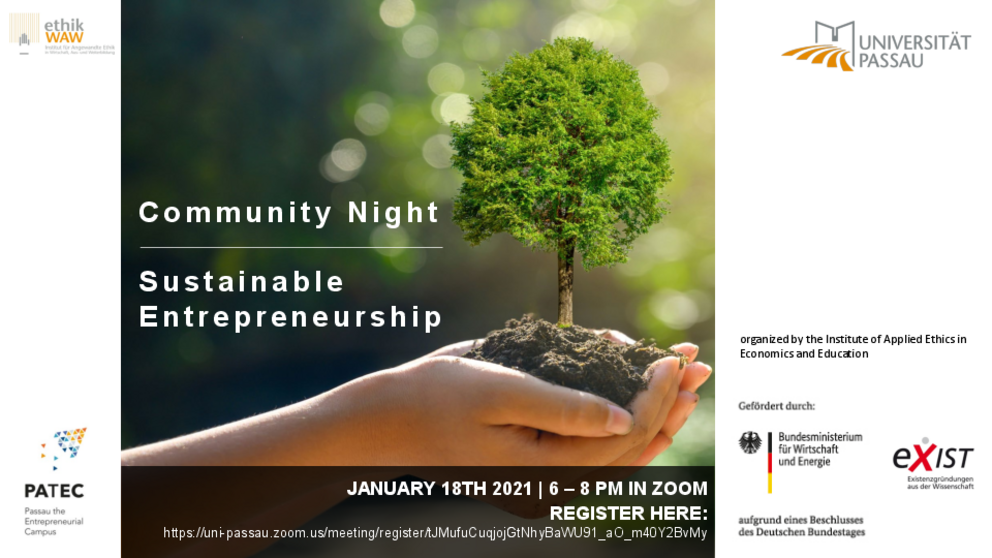 Flyer Community Night Sustainable Entrepreneurship