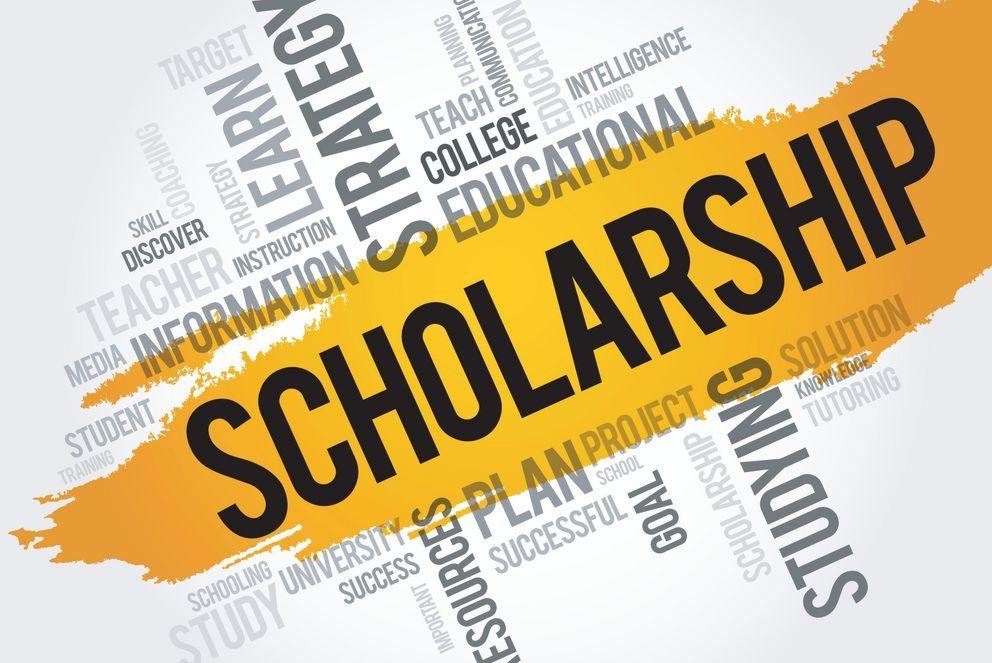 Schriftzug "Scholarship" mit verschiedenen Stichpunkten zu Stipendien