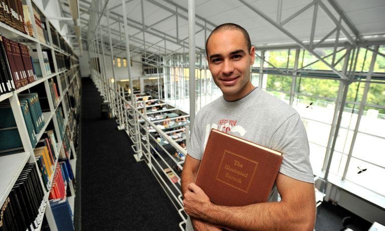 Student in library