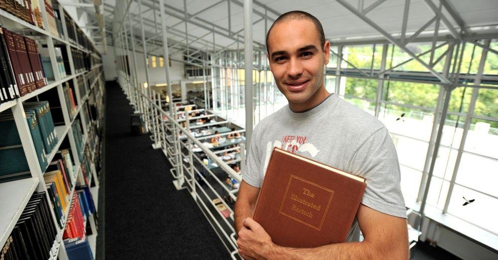 Student in library