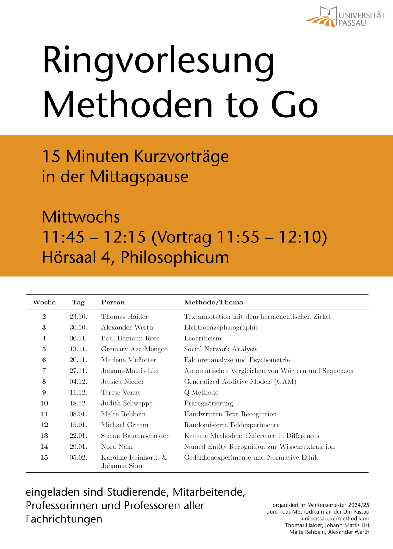 Das Programm der Ringvorlesung