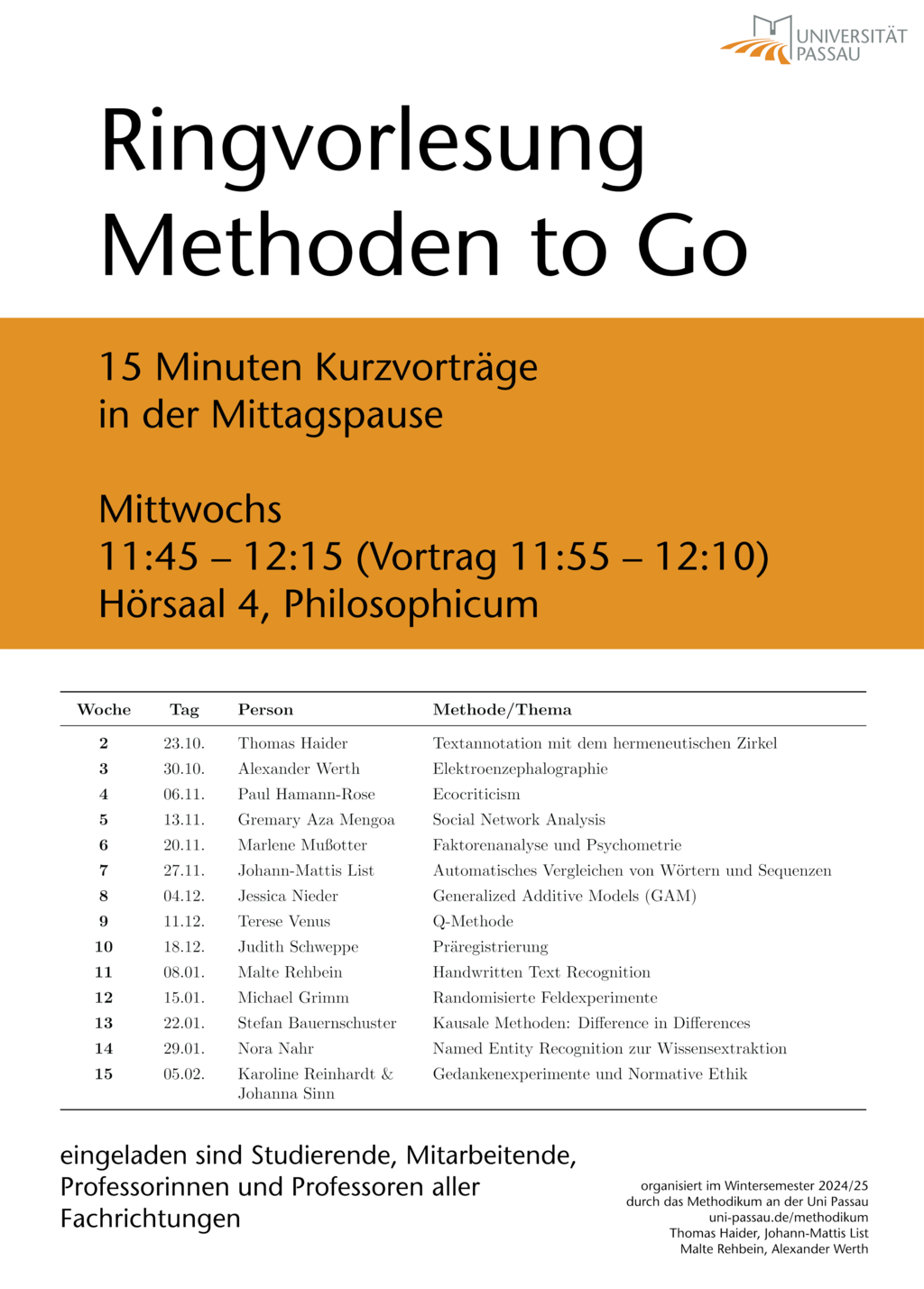 Das Programm der Ringvorlesung