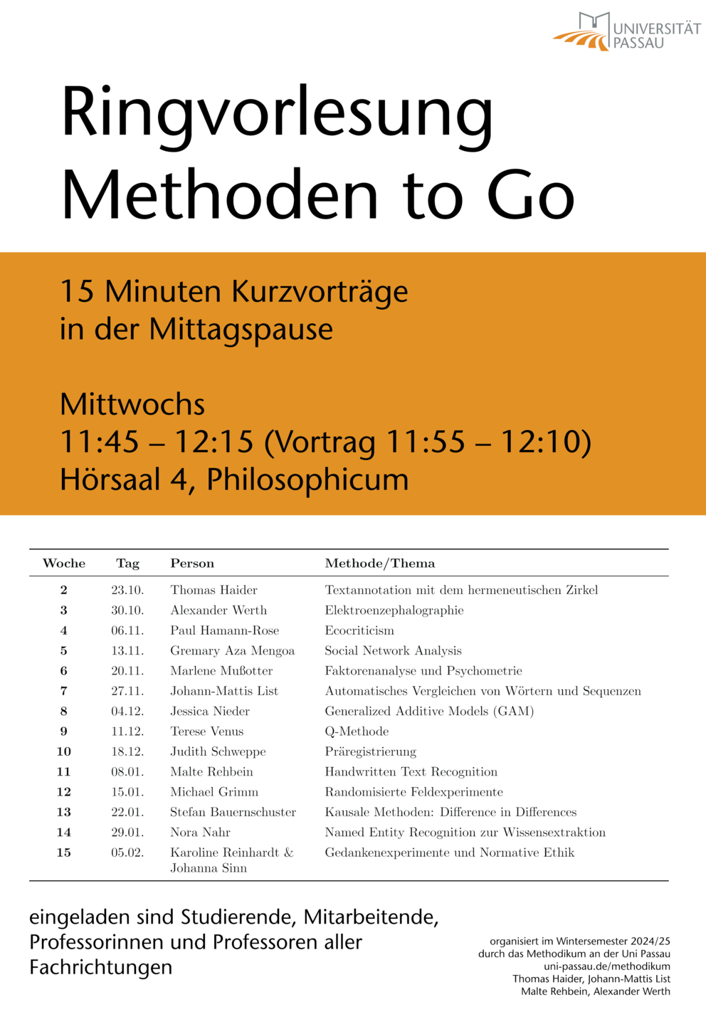 Das Programm der Vorlesungsreihe