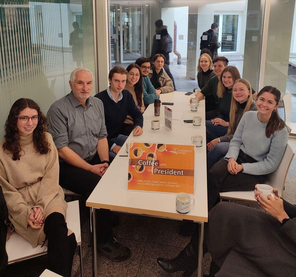 Student representatives with University President Ulrich Bartosch