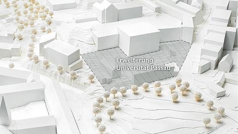 Das Grundstück unterhalb der Löwenbrauerei im städtebaulichen Modell