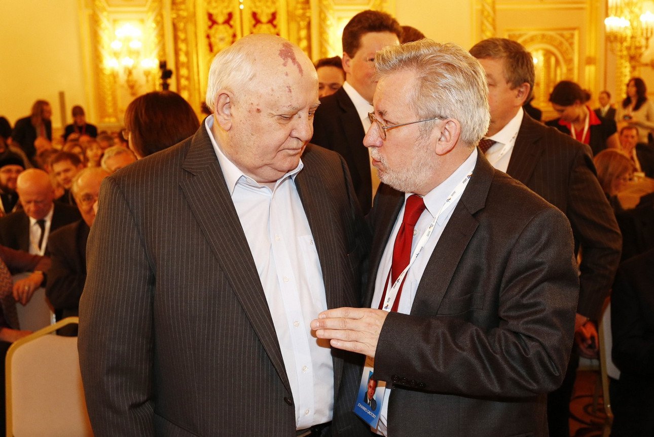 Dr. Johannes Grotzky und Michail Sergejewitsch Gorbatschow (ehemaliger Pr&auml;sident der Sowjetunion)
