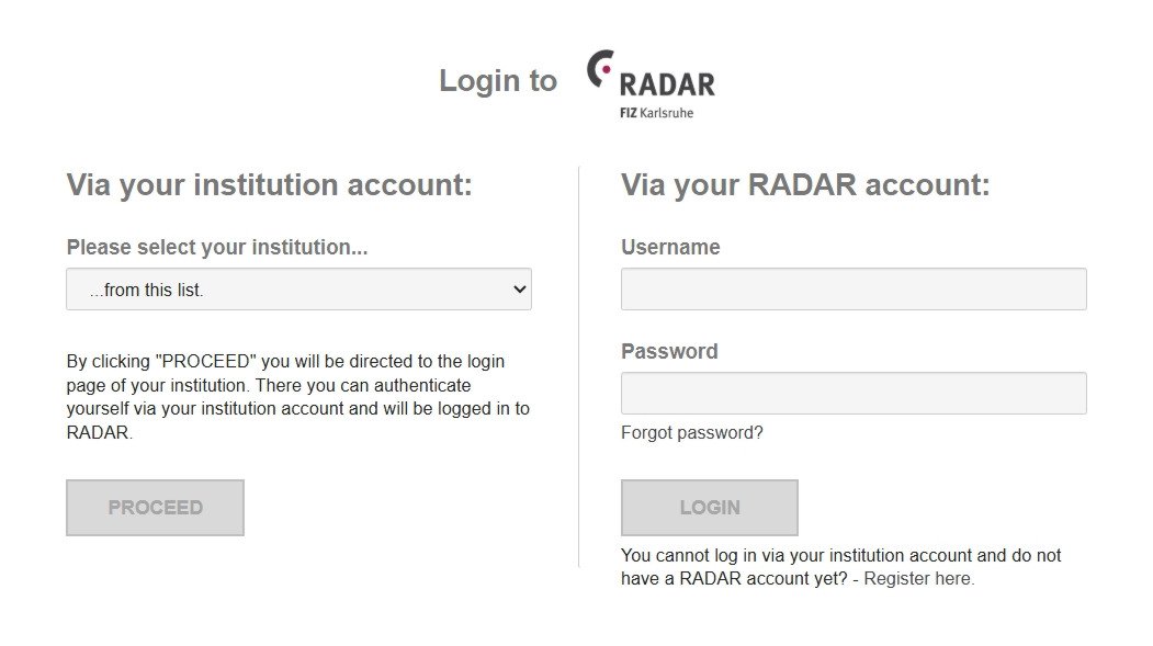 Login page to RADAR Passau