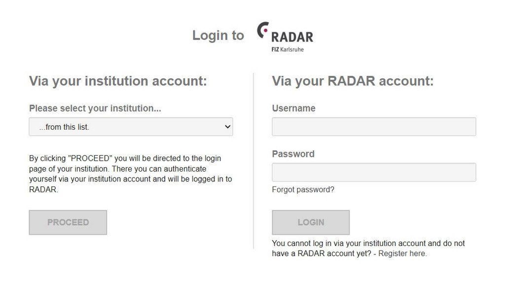 Login page to RADAR Passau