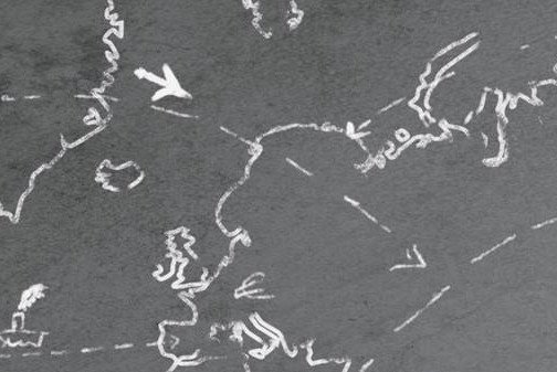 The world map drawn on a blackboard (symbolic image)