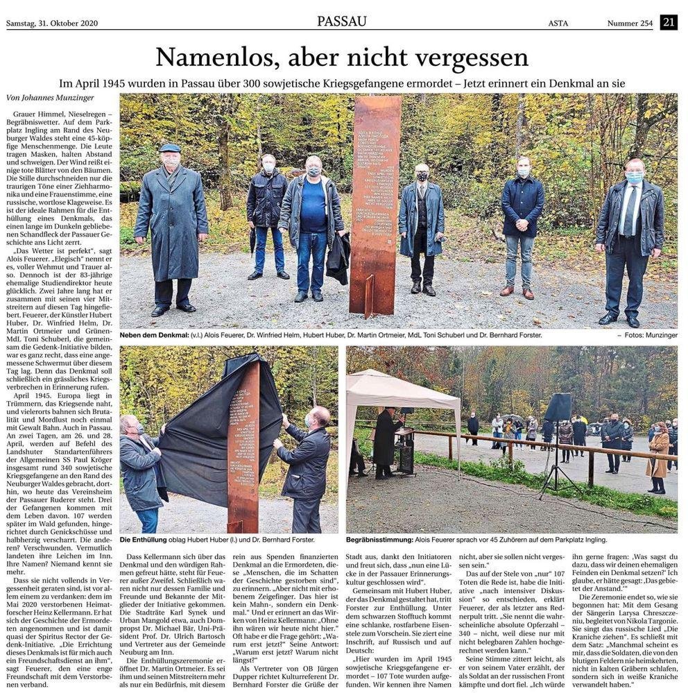 Passauer Neue Presse vom 31.10.2020
