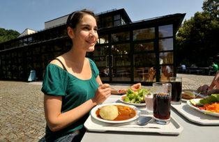 The refectory terrace, a popular spot in the summer months