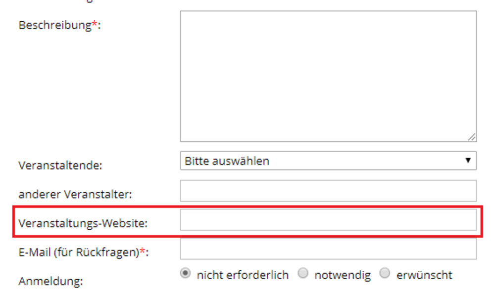 Kalendereintrag anlegen - Veranstaltungs-Webseite Kalendereintrag anlegen - Veranstaltungs-Webseite