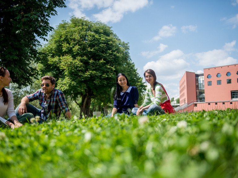 Students on the Innwiese lawn