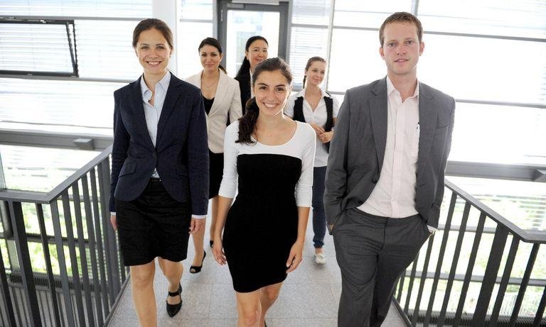 Students in business outfit