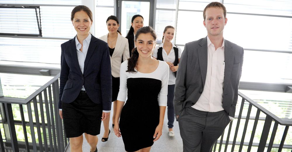 Students in business outfit