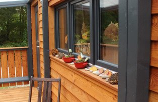 Blick auf die Veranda des Kindergartenwagens