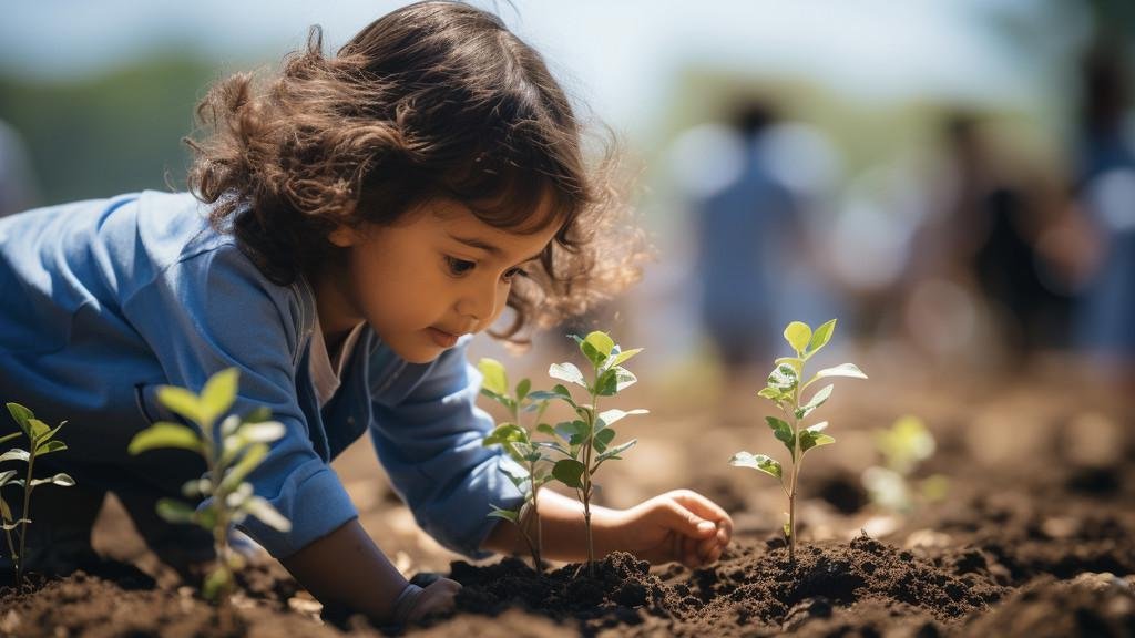 Child with plant