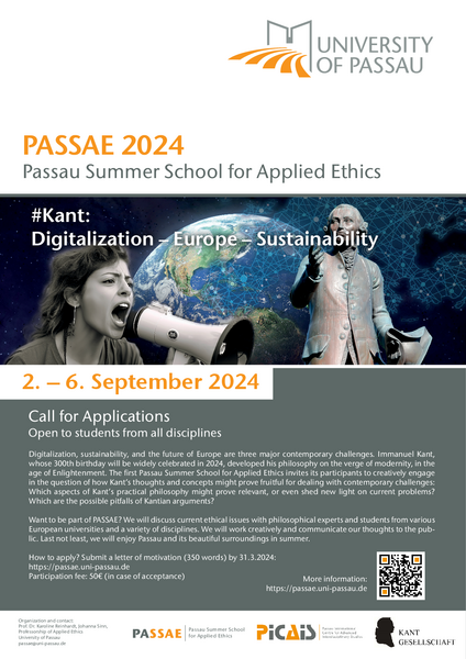 [Translate to Englisch:] Plakat Passau Summer School for Applied Ethics
