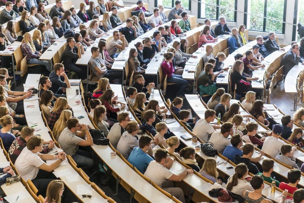 Students in a lecture theatre